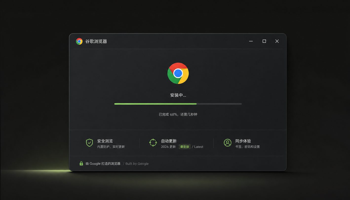 谷歌浏览器安装向导与默认设置对话框预览